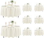 Fitable 8 Pack Ivory Round Tablecloths 70 Inch for 36"-48" Tables by Fitable
