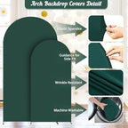 Hunter Green Arch Backdrop Cover 2 Set - 6.6FT, 5FT Spandex Fitted Wedding Arch Stand Covers Round Top Chiara Arch Backdrop Stands Cover for Birthday Parties Banquet Photo Background Decoration - Image 5