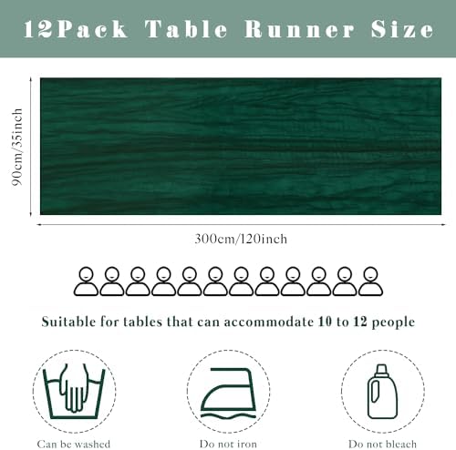 12 Pcs 10FT Emerald Green Cheesecloth Table Runner Gauze Fabric 35 x 120 Inches Long Boho Cheese Cloth Table Runner Rustic Semi Sheer Runner for Wedding Birthday Bridal Shower Party (Emerald Green) - Image 3