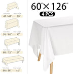 4 Pack Rectangle Tablecloth 60x126 Inch White Washable Polyester Table Cover for Wedding Dining Table Buffet Parties Banquet Decoration（White） - Image 2