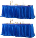 2 Pack 8ft Royal Blue Tulle Tablecloths for Rectangle Tables, 8 Foot Rectangular Table Cloth Wrinkle Free Tablecover with Tutu Skirt for Baby Shower Wedding Birthday Party Banquet Buffet Cake by Suppromo