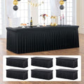 6 Pack Black Fitted Spandex Table Cloth Rectangle 8ft, Wrinkle Free High-Stretch Skirted Tablecloths for 8 Foot Rectangle Tables, Decor Parties Weddings Birthday Banquet Spandex Table Cloths Cover by ENJOYYOURPARTY