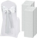 120 PCS Silver Satin Chair Sashes, 7 x 108 Inch by REWOMC