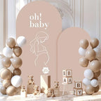 Nude Arch Backdrop Cover 2 Set - 6.6FT, 5FT Spandex Fitted Wedding Arch Stand Covers Round Top Chiara Arch Backdrop Stands Cover for Birthday Parties Banquet Photo Background Decoration - Image 5