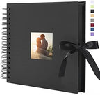 Vienrose Scrapbook Photo Album, 12x12 Inches, 80 Pages, Black, Silk Ribbon - Image 4