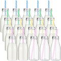 Yinkin 20 Sets Plastic Milk Bottles with Straws Bulk Reusable Beverage Containers for Birthday Baby Shower Party with Metal Lids Straws for Milk Juice Smoothies (8 oz,Pastel Color) by Yinkin