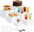 6 Pcs Acrylic Buffet Risers and Stand Food Risers with Mini Sign and Marker by Ulrikco