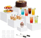 6 Pcs Acrylic Buffet Risers and Stand Food Risers with Mini Sign and Marker by Ulrikco