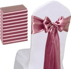 Pack of 50 Dusty Rose Satin Chair Sashes Bows 7x108 Inches Chair Ribbons by WENSINL