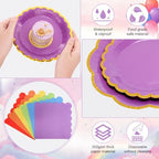 144 Pcs 48 Guests Rainbow Party Supplies Paper Plates and Napkins - Image 4