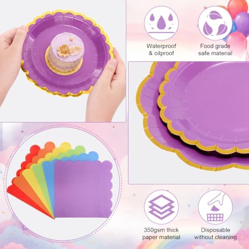 144 Pcs 48 Guests Rainbow Party Supplies Paper Plates and Napkins - Image 4