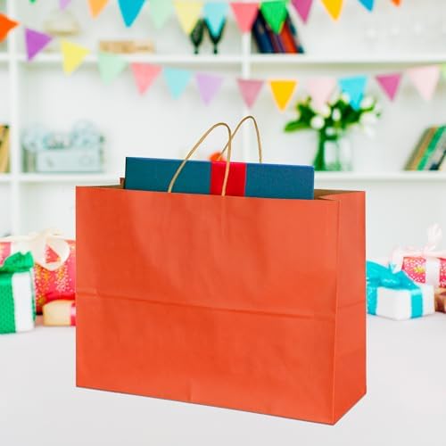 BLEWINDZ 70Pcs Large Paper Bags with Handles, 16x6x12 Inches Orange Paper Shopping Bags for Small Business, Large Kraft Gift Bag Bulk for Grocery Mechandise Retail - Image 6
