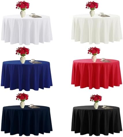 Fokitut 6 Pack Round Tablecloth, 70 Inch, Stain Resistant and Wrinkle Polyester Table Cloth, Fabric Table Cover for Kitchen Dining, Wedding, Party, Holiday Dinner-Black - Image 6