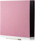 Large Photo Album Self Adhesive 4x6 8x10 10x12 13"x12.6" Scrapbook Album 12.6"x11" Inch 60 Black Sticky Pages Linen Cover Magnetic Photo Album with A Metallic Pen and DIY Stickers(Pink) by HoneyTolly