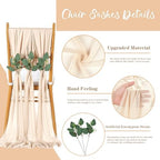 QueenDream Sheer Fabric Wedding Chair Sashes: 36PCS Tulle Church Chair Cover Long Chairs Bows Aisle Drapes Party Decorations Champagne - Image 5