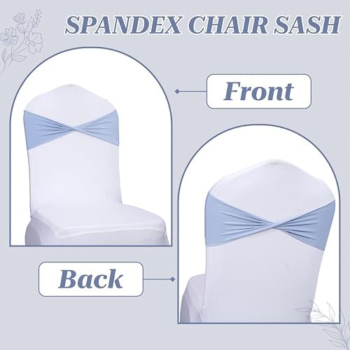 MDS Pack of 50 Spandex Chair Sashes Without Slider Buckles – Baby Blue - Image 4