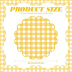 100Pcs Checkered Paper Placemats Yellow Gingham Place Mats 13.5 Inch Disposable Round Decorative Dining Table Mat with Scalloped Edge Paper Cutouts Decor for Wedding Baby Shower Table Party Supplies - Image 2