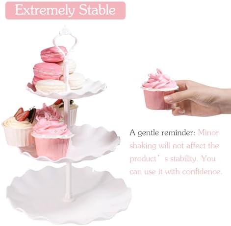 15 PCS Dessert Table Display Set White Cupcake Stand,3 Tiered Tray Stand Cup Cake Tower Holder, Cake Stand Serving Trays Dessert Display Stands for Tea Party Wedding Baby Shower-White - Image 5