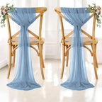 MDS Pack of 125 Chiffon Chair Sashes for Wedding & Event Décor - Dusty Blue - Image 6