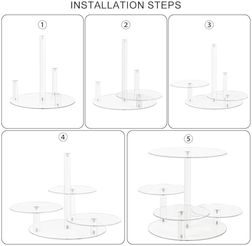 CECOLIC Acrylic Tiered Cake and Cupcake Stand, 4 Tier Dessert Pastry Display Tower Stand for Wedding, Birthday Bar, Graduation, Baby Shower, Afternoon Tea Party Décor - Image 3