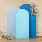 Set of 3 Arch Backdrop Covers(6ft, 5ft, 4ft) - Premium Stretchy Spandex Backdrop Arch Stand Cover for Baby Shower,Wedding,Party Decor Chiara Cover with Double-Sided Design(Blue) - Image 6