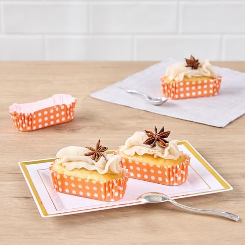 Restaurantware 1 oz Ridged Paper Baking Cups, Orange Polka Dot, 200 Ct - Image 6