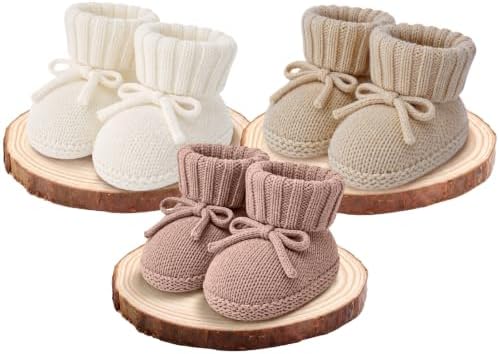 Jiuguva 6 Pcs Neutral Baby Shower Booties Decor, Beige, Khaki, Pink by Jiuguva