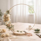 6 Pack Floral Hoop Centerpieces with Stand, 18 Inches Metal Rings for Crafts DIY Centerpieces Table Decoration with 8 Inch Large Wooden Stand Wedding Birthday Baby Shower Party Table Displays - Image 6