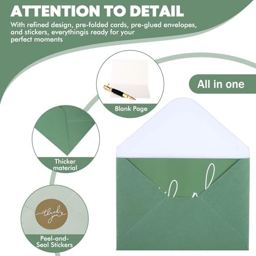 Supervitae 240 Pack Thank You Cards with Envelopes 3.5 x 5, Green Tones - Image 3