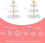 10 Pcs Dessert Table Display Set,with 6 Pcs 3-Tier Cupcake Stands & 4 Pcs Food Serving Trays- Cookie Tray Rack Cake Display Tower for Wedding, Baby Shower, Tea Party, Birthday Decorations - Image 3