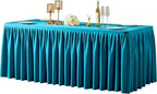 Turquoise Tablecloth Rectangle Tables 6FT, Polyester Wrinkle Free Stretch Table Cloth 6ft Fitted Table Cover with Pleated Ruffle Skirt for Weddings Birthday Banquet Baby Shower by PartyTalk