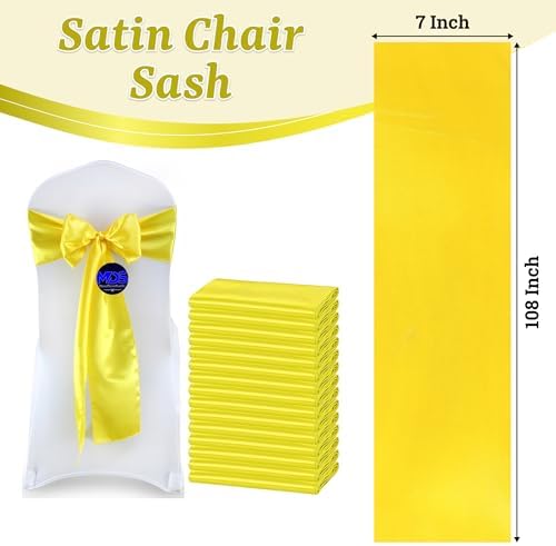 MDS® Pack of 300 Satin Chair Sashes for Wedding & Events – Yellow - Image 3