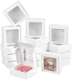 BENECREAT 48Pcs Square White Paper Boxes, Gift Boxes with Clear Window for Wedding Party Favor, Bakery, Christmas, Jewelry Gift Packaging, 3.7x3.7x1.38 Inch by BENECREAT