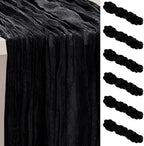 6 Pack Black 35x120 Inch Cheesecloth Table Runner by SuBleer