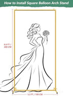 Gold Wedding Arch Backdrop Stand, 6.6 * 3.3FT Square Backdrop Stand Balloon Flower Metal Frame for Ceremony, Anniversary, Party, Birthday,Baby Shower Photo Booth Decoration - Image 2