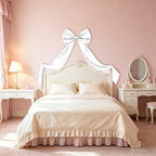 Large White Bow Decor, Double Layer Satin 80x20 Inches - Image 2