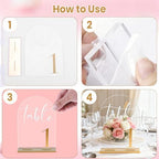 Arch Acrylic Wedding Table Numbers with Gold Font & Stands - 5''x7'' Clear Acrylic Table Number Signs for Wedding Reception, Anniversary, Event & Party Decor (Set 1-20) - Image 4