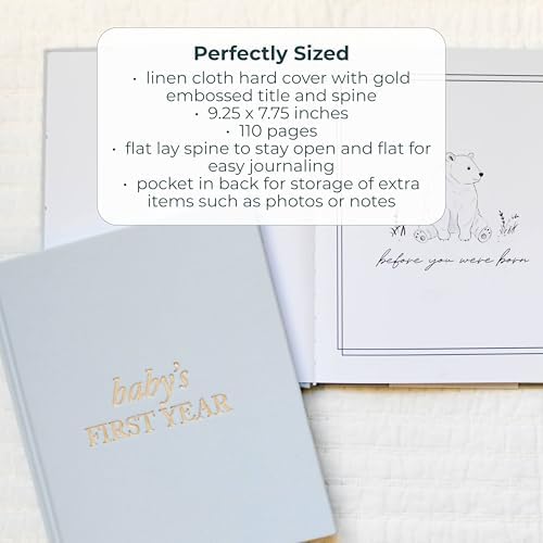 Duncan & Stone Baby Book First Year Memory Keepsake, Linen, Lilac - Image 6