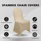 YOUR CHAIR COVERS - 50 Pack Stretch Spandex Banquet Chair Cover - Champagne, Wedding Slip Covers, Premium Quality Chair Cover - Image 2