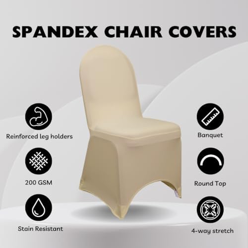 YOUR CHAIR COVERS - 50 Pack Stretch Spandex Banquet Chair Cover - Champagne, Wedding Slip Covers, Premium Quality Chair Cover - Image 2