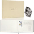 Linen Photo Guest Book (Cream) - 11.5" x 8.5" Large Hardcover Sign In Book by ModernAlbumDesigns