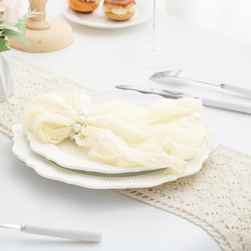 Beige 60 Pack Cheesecloth Napkins Washable 21x21 Inches Beige Cloth Napkins Set of 60 Dinner Table Napkins for Wedding Summer Bridal Baby Shower Rustic Boho Cotton Gauze Party Table Decor - Image 5