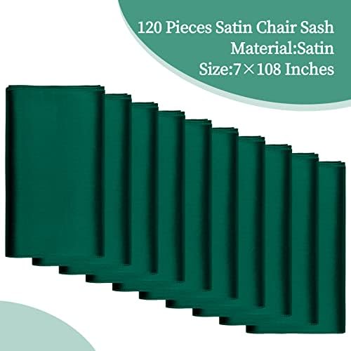 fani Forest Green Satin Chair Straps Bows,120 PCS 7x108 Inch,Chair Sash - Image 3