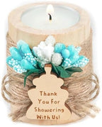 10 Pieces Handmade Wooden Milk Bottle Tea Candle Holder, Baby Birthday Party Favors | Gender Reveal Guest Favors with Personalized Tags, Baby Boy Gender Reveal (Light-blue) by JusFavors