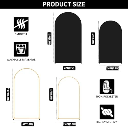 2 Pack Arch Backdrop Stand and Cover Set (7.2FT/6FT), Balloon Arch Stand - Image 4