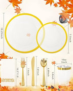 YOUBET 210PCS Gold Plastic Plates - Heavy Duty Clear Gold Disposable Plates Includes 30 Dinner Plate, 30 Dessert Plate, 30 Gold Cups, 30 Napkins for Party & Wedding - Image 2