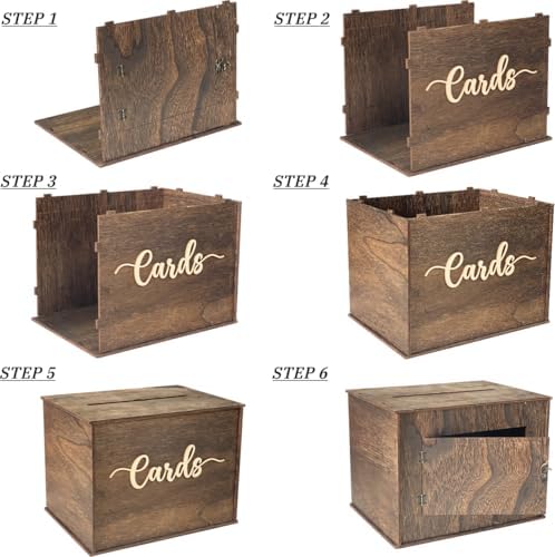 Cregugua Large Card Box 12"x 9"x 9" Rustic Wooden Card box Gifts Card Box for Wedding Birthday Baby Shower Graduation Party - Image 3