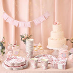 Newtay 250 Pcs Pink Floral Disposable Paper Plate Napkins - Image 5