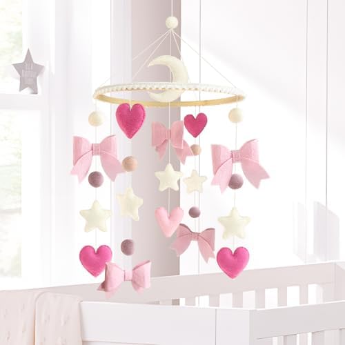 Baby Mobile for Crib Pink Bow Baby Crib Mobile for Girls - Image 2