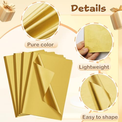 500 Sheets Gold Tissue Paper Bulk 15 x 20 Inch for Rosh Hashanah Fall Gifts - Image 3
